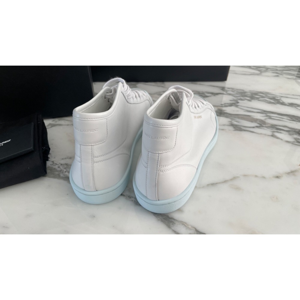 SAINT LAURENT 652773 9092  Men's White Leather High Top Shoes size 40 - Picture 5 of 8